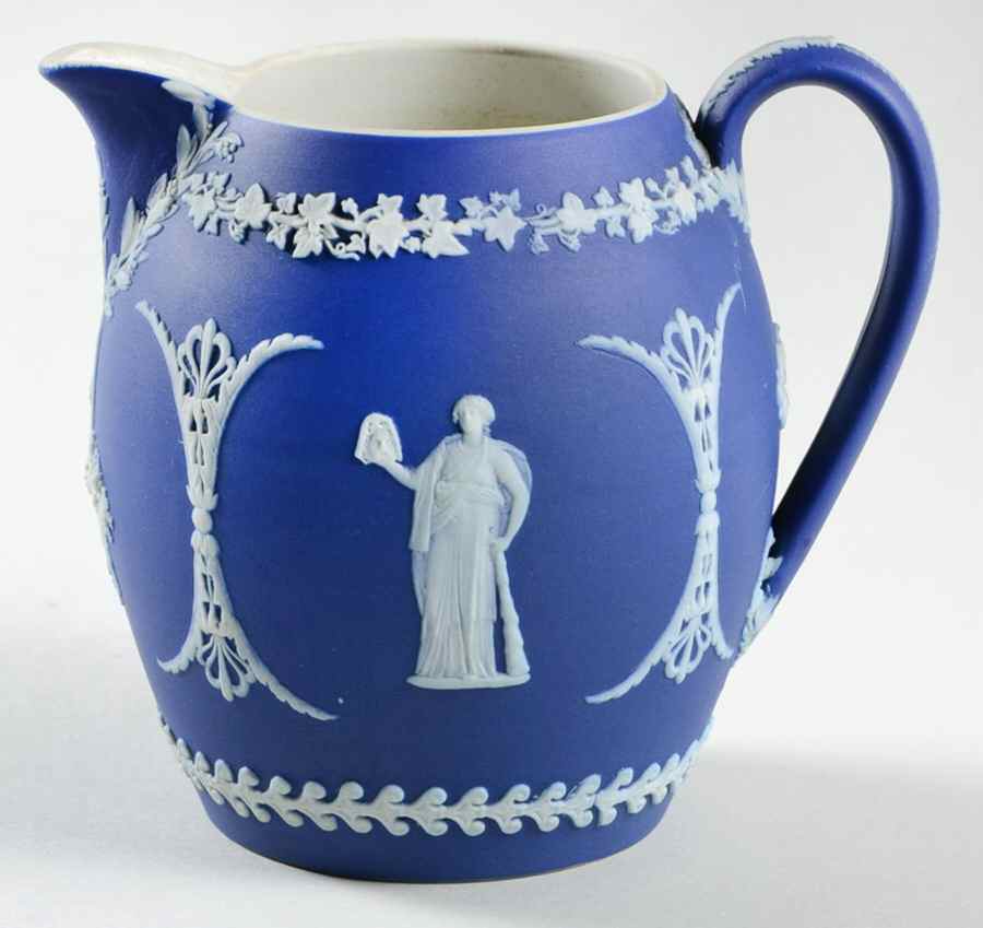 Cream Color on Wedgwood Blue Jasperware 16 Oz Orange Jug by Wedgwood-1