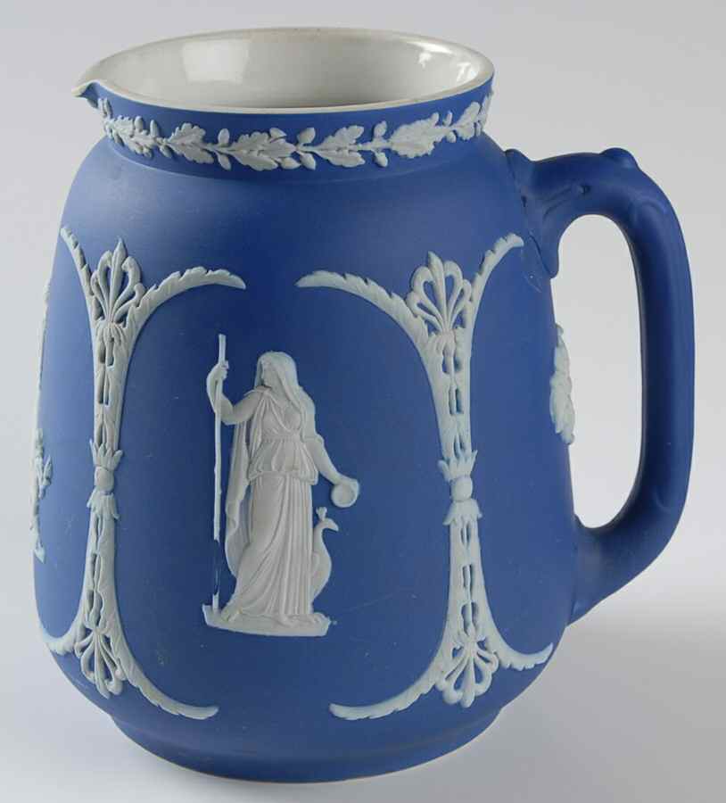 Cream Color on Wedgwood Blue Jasperware 44 Oz Jug by Wedgwood-1