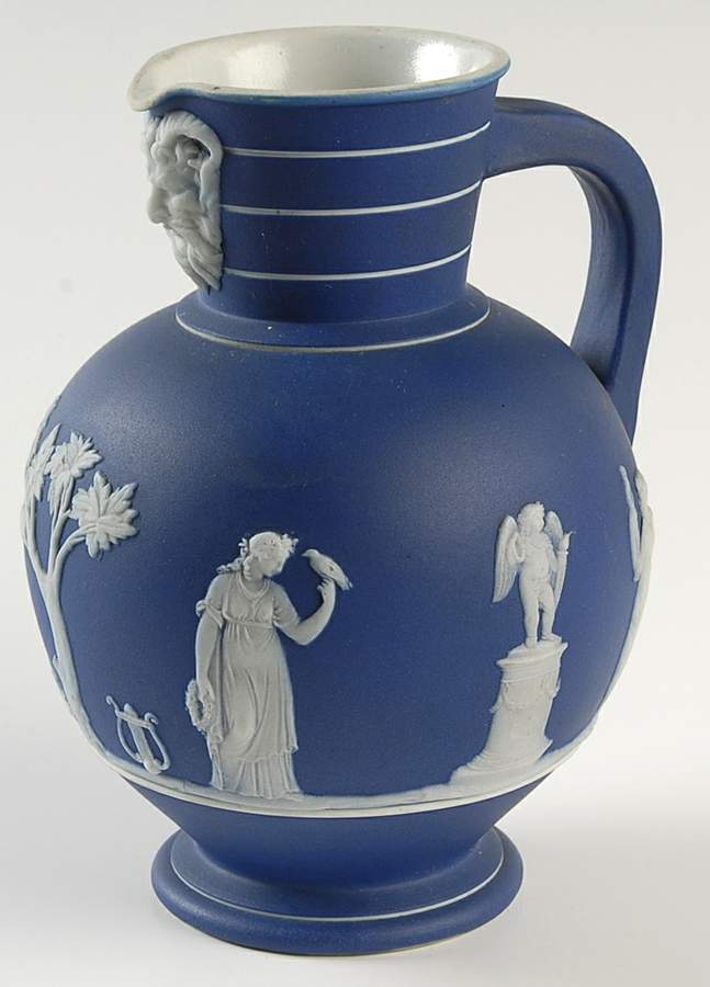Cream Color on Wedgwood Blue Jasperware 16 Oz Jug by Wedgwood-1