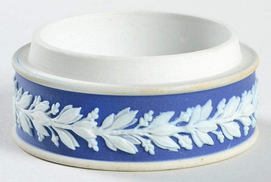 Cream Color on Wedgwood Blue Jasperware Pomade Box No Lid by Wedgwood-1