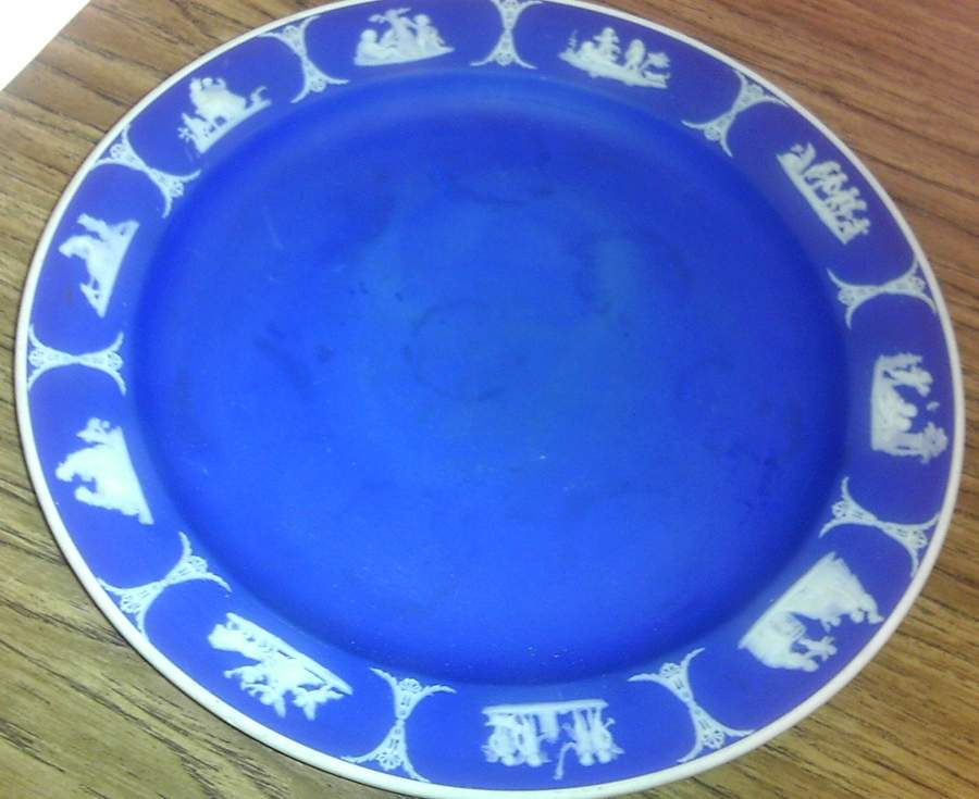 Cream Color on Wedgwood Blue Jasperware Luncheon Plate by Wedgwood-1
