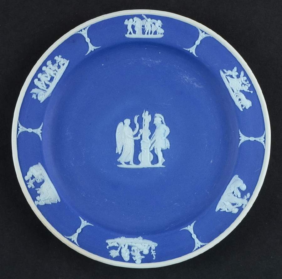 Cream Color on Wedgwood Blue Jasperware 6" Round Tray by Wedgwood-1