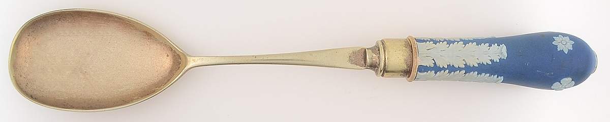 Cream Color on Wedgwood Blue Jasperware Metal Salad Serving Spoon by Wedgwood-1