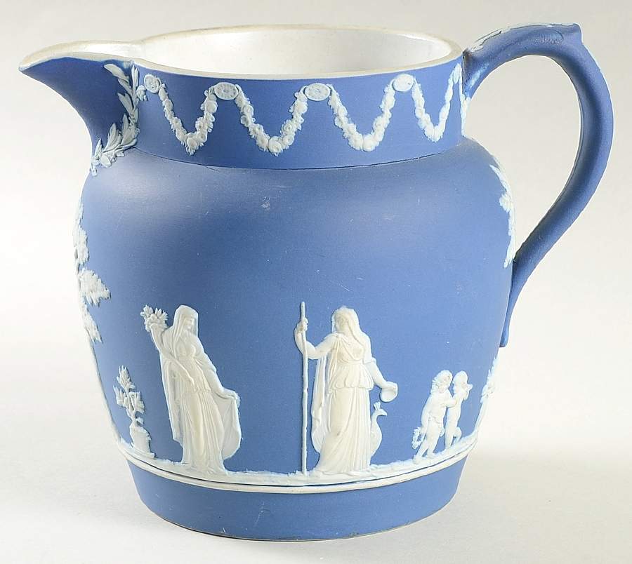 Cream Color on Wedgwood Blue Jasperware 32 Oz Dutch Jug by Wedgwood-1