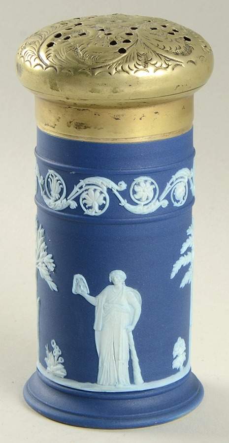 Cream Color on Wedgwood Blue Jasperware Sugar Shaker by Wedgwood-1