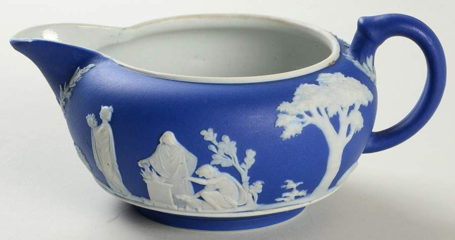 Cream Color on Wedgwood Blue Jasperware 146 Shape Creamer by Wedgwood-1