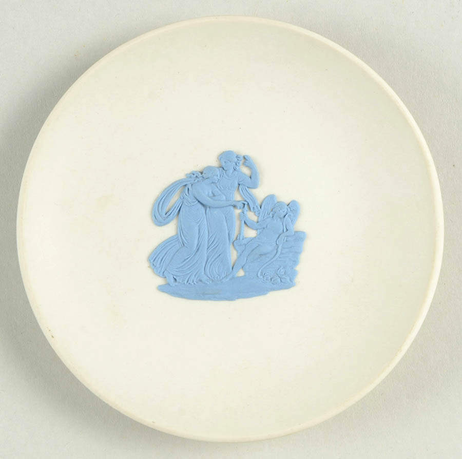 Lavender (Pale Blue) on Cream Color Jasperware Sweet Dish Round by Wedgwood-1