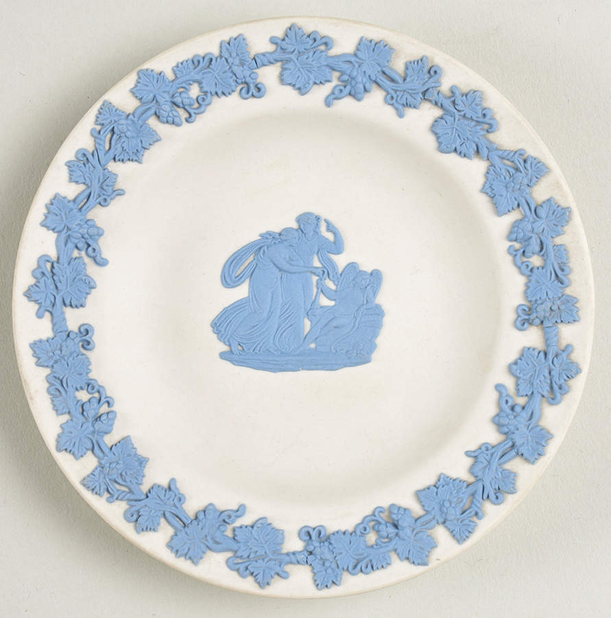 Lavender (Pale Blue) on Cream Color Jasperware Round Tray by Wedgwood-1