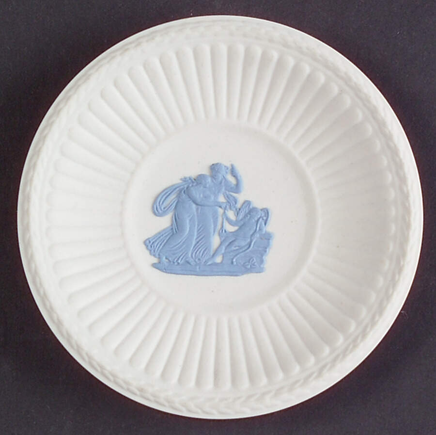 Lavender (Pale Blue) on Cream Color Jasperware Butter Pat by Wedgwood-1