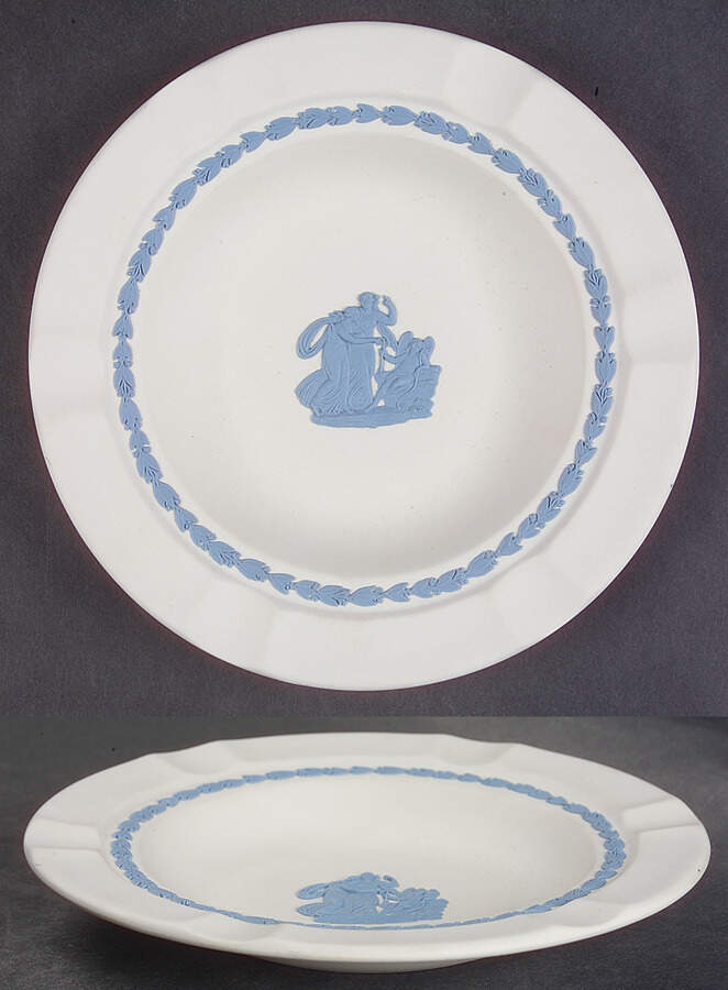 Lavender (Pale Blue) on Cream Color Jasperware Executive Ashtray by Wedgwood-1