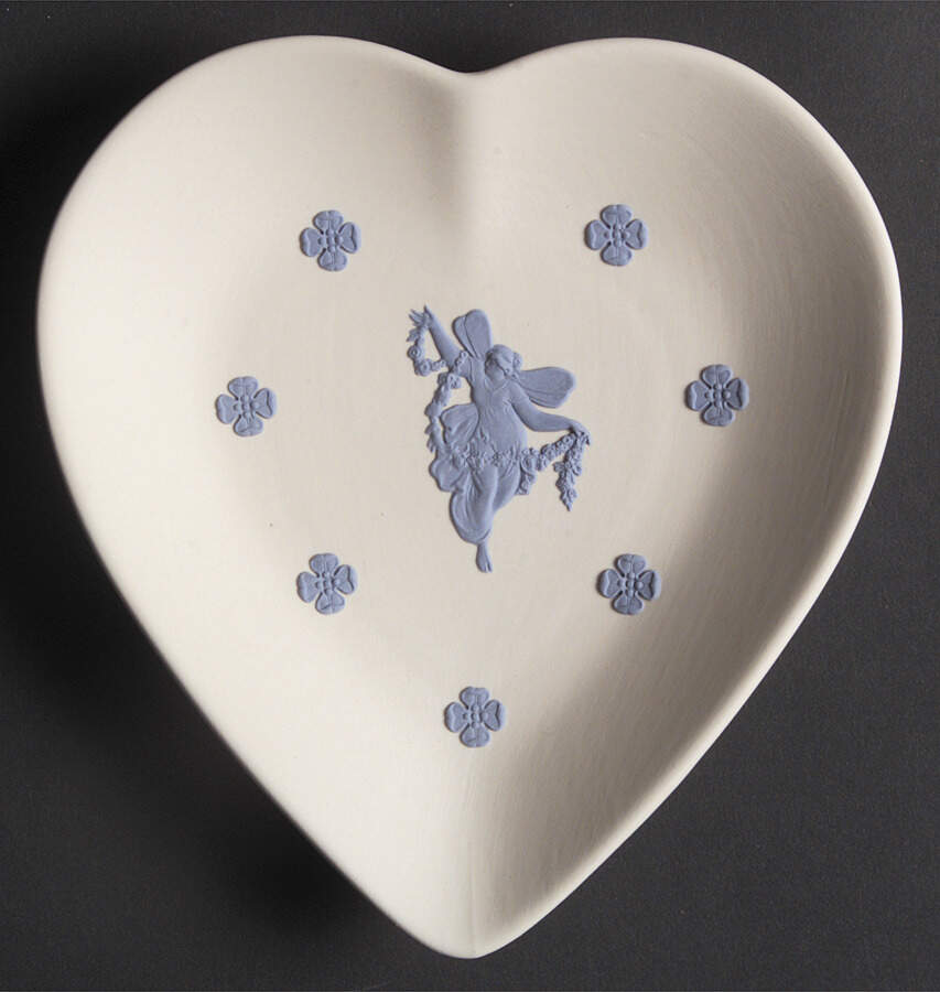 Lavender (Pale Blue) on Cream Color Jasperware Heart Shaped Tray by Wedgwood-1