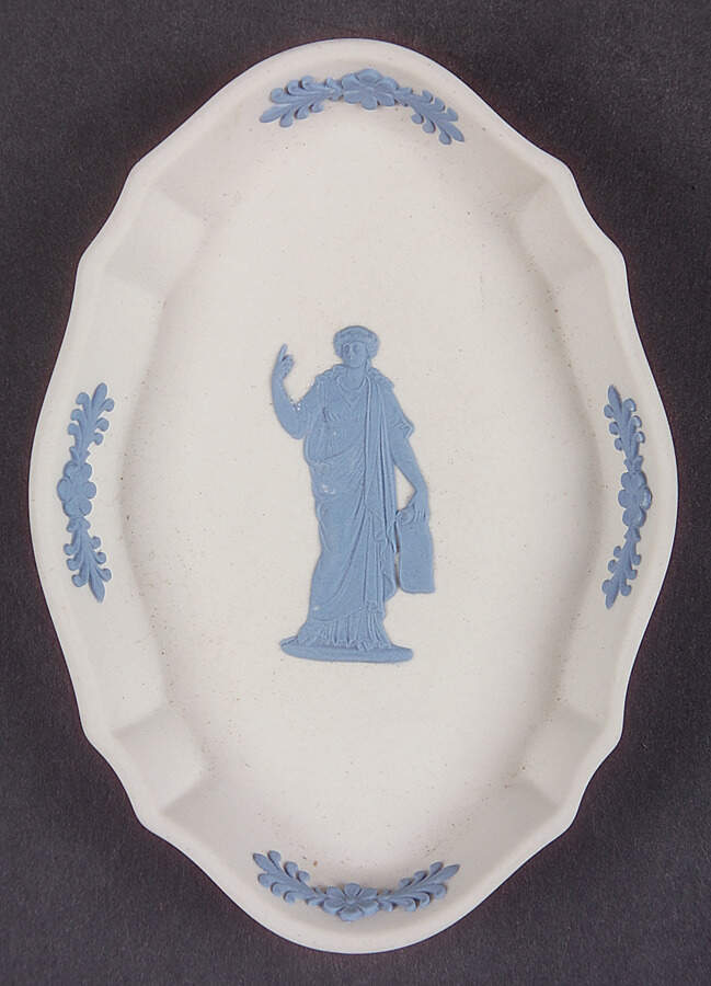 Lavender (Pale Blue) on Cream Color Jasperware Silver Tray by Wedgwood-1