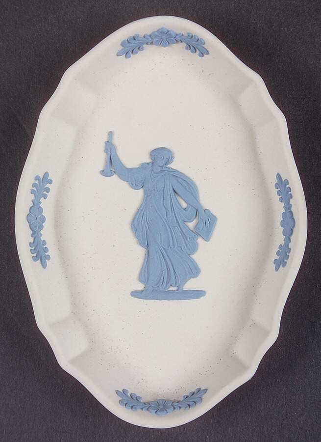 Lavender (Pale Blue) on Cream Color Jasperware Silver Tray by Wedgwood-1