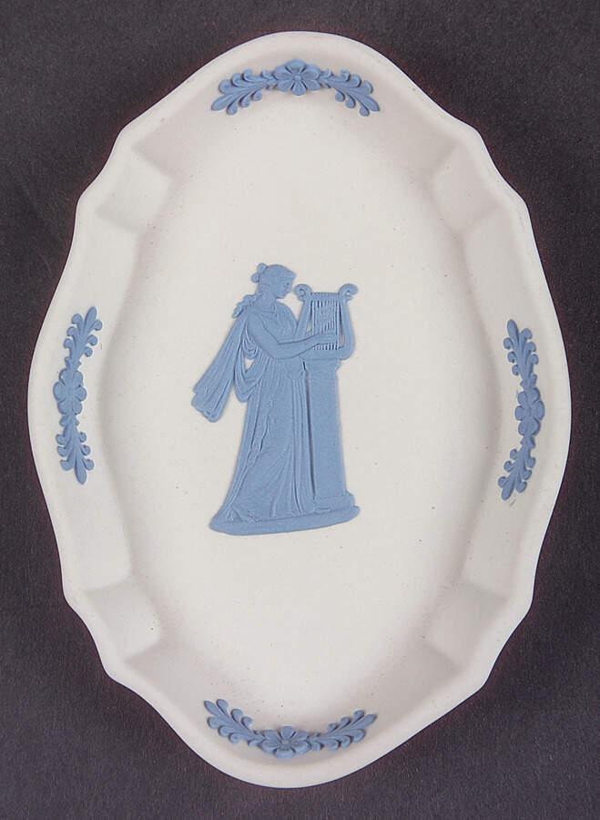 Lavender (Pale Blue) on Cream Color Jasperware Silver Tray by Wedgwood-1