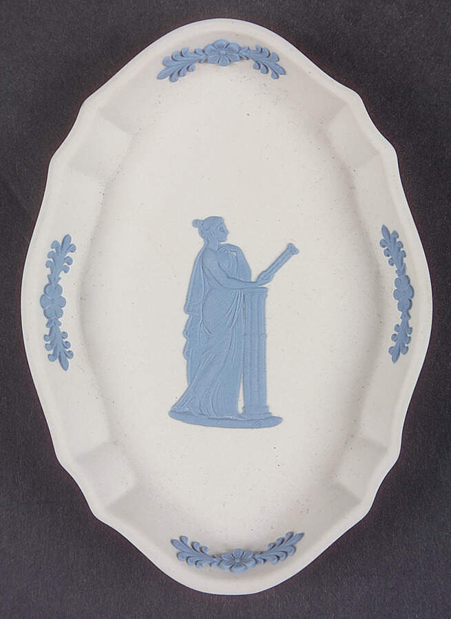 Lavender (Pale Blue) on Cream Color Jasperware Silver Tray by Wedgwood-1
