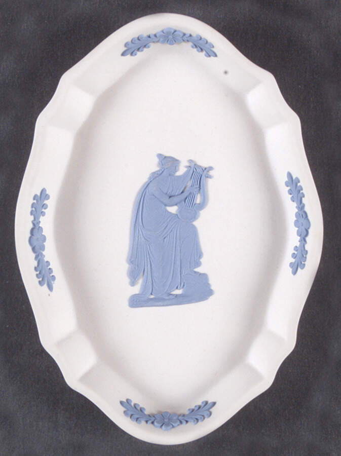 Lavender (Pale Blue) on Cream Color Jasperware Silver Tray by Wedgwood-1