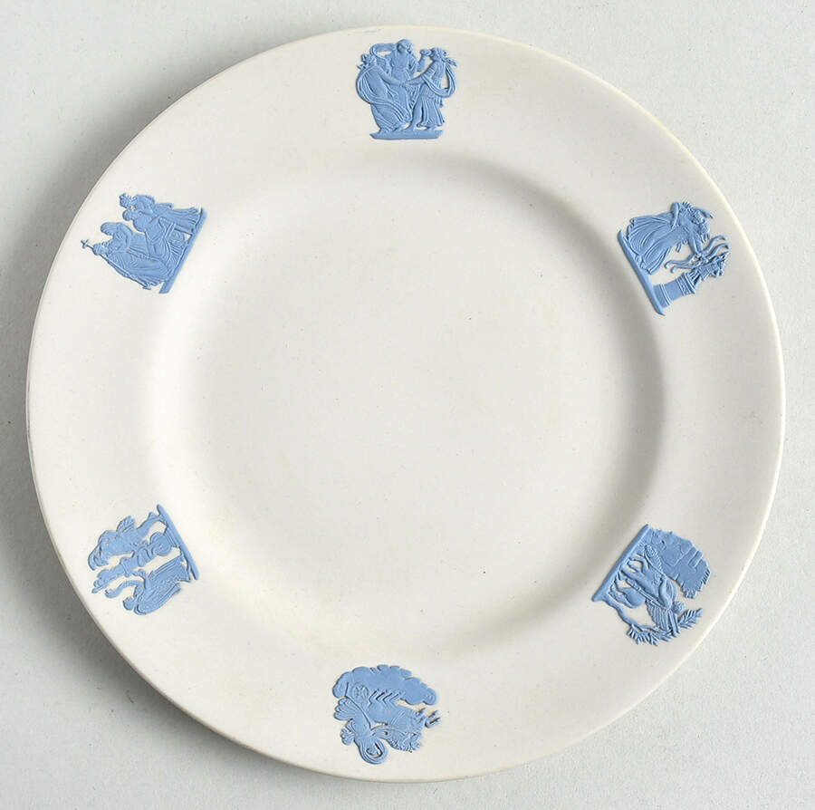 Lavender (Pale Blue) on Cream Color Jasperware Bread & Butter Plate by Wedgwood-1