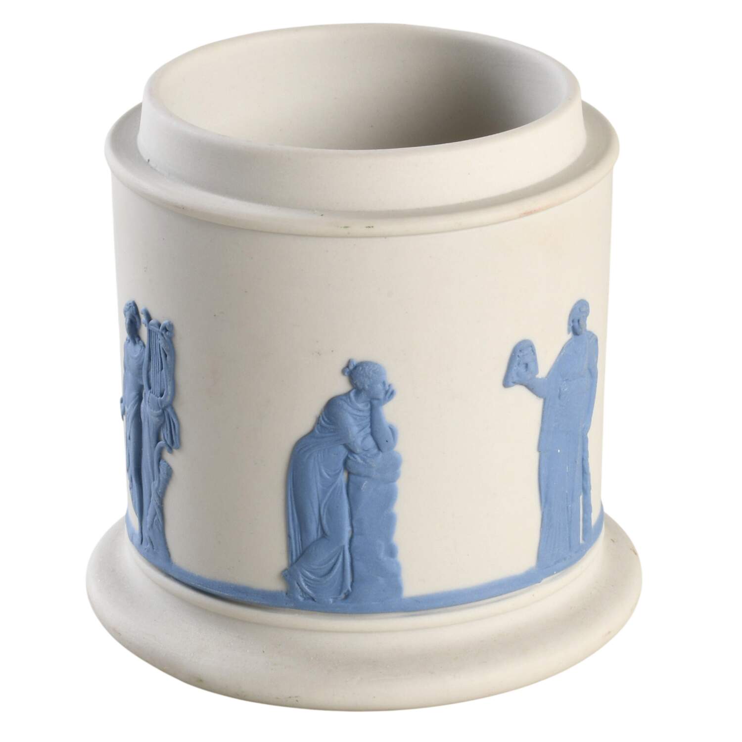 Lavender (Pale Blue) on Cream Color Jasperware Cigarette Jar No Lid by Wedgwood-1