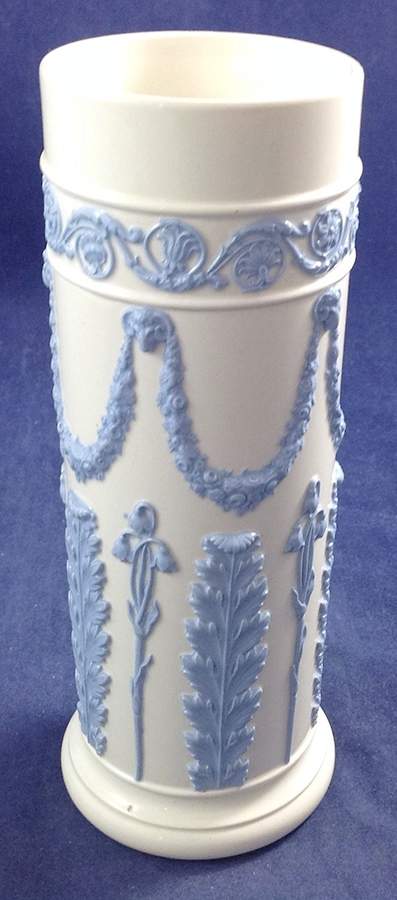 Lavender (Pale Blue) on Cream Color Jasperware Spill Vase by Wedgwood-1