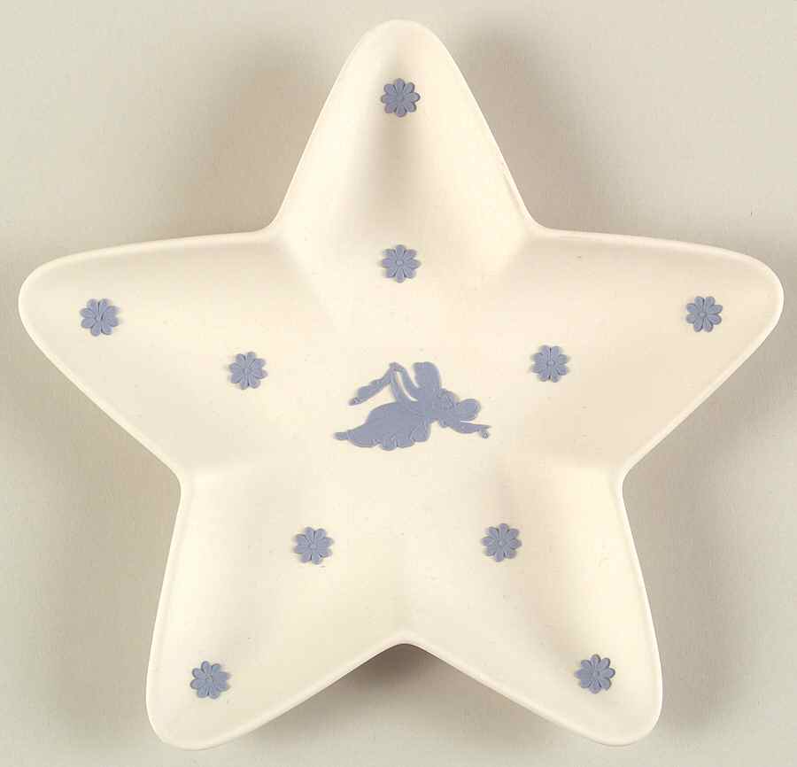 Lavender (Pale Blue) on Cream Color Jasperware Star Shaped Tray by Wedgwood-1