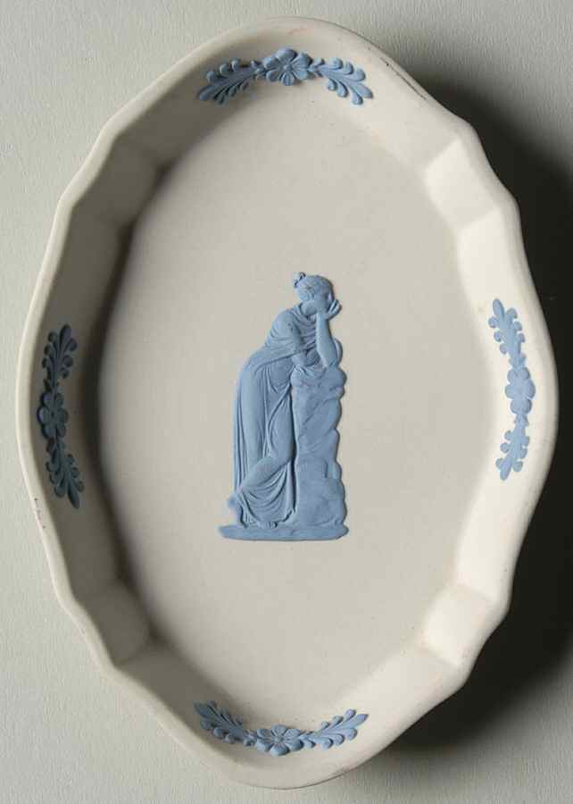Lavender (Pale Blue) on Cream Color Jasperware Silver Tray by Wedgwood-1
