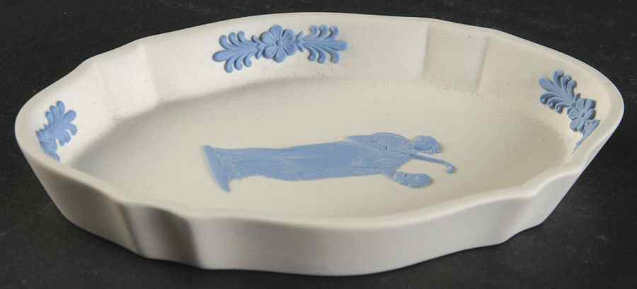 Lavender (Pale Blue) on Cream Color Jasperware Silver Tray by Wedgwood-1