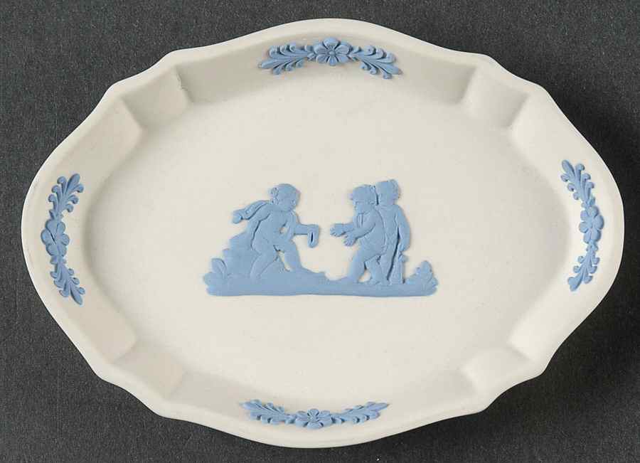 Lavender (Pale Blue) on Cream Color Jasperware Silver Tray by Wedgwood-1