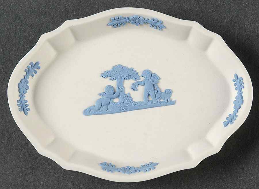 Lavender (Pale Blue) on Cream Color Jasperware Silver Tray by Wedgwood-1