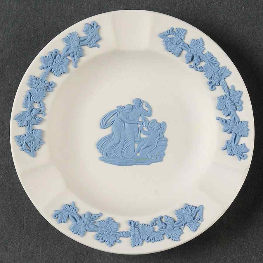 Lavender (Pale Blue) on Cream Color Jasperware 3 Slot Round Ashtray by Wedgwood-1