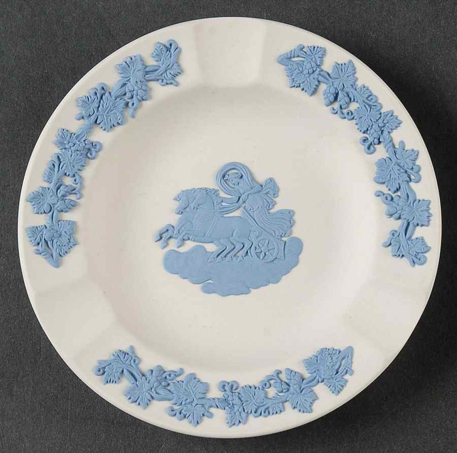 Lavender (Pale Blue) on Cream Color Jasperware 3 Slot Round Ashtray by Wedgwood-1