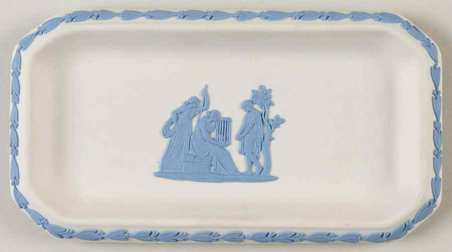 Lavender (Pale Blue) on Cream Color Jasperware Oblong Tray by Wedgwood-1