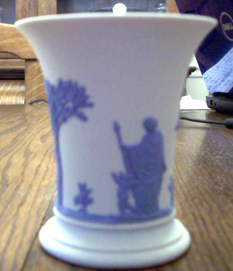 Lavender (Pale Blue) on Cream Color Jasperware 4" Posey Pot by Wedgwood-1
