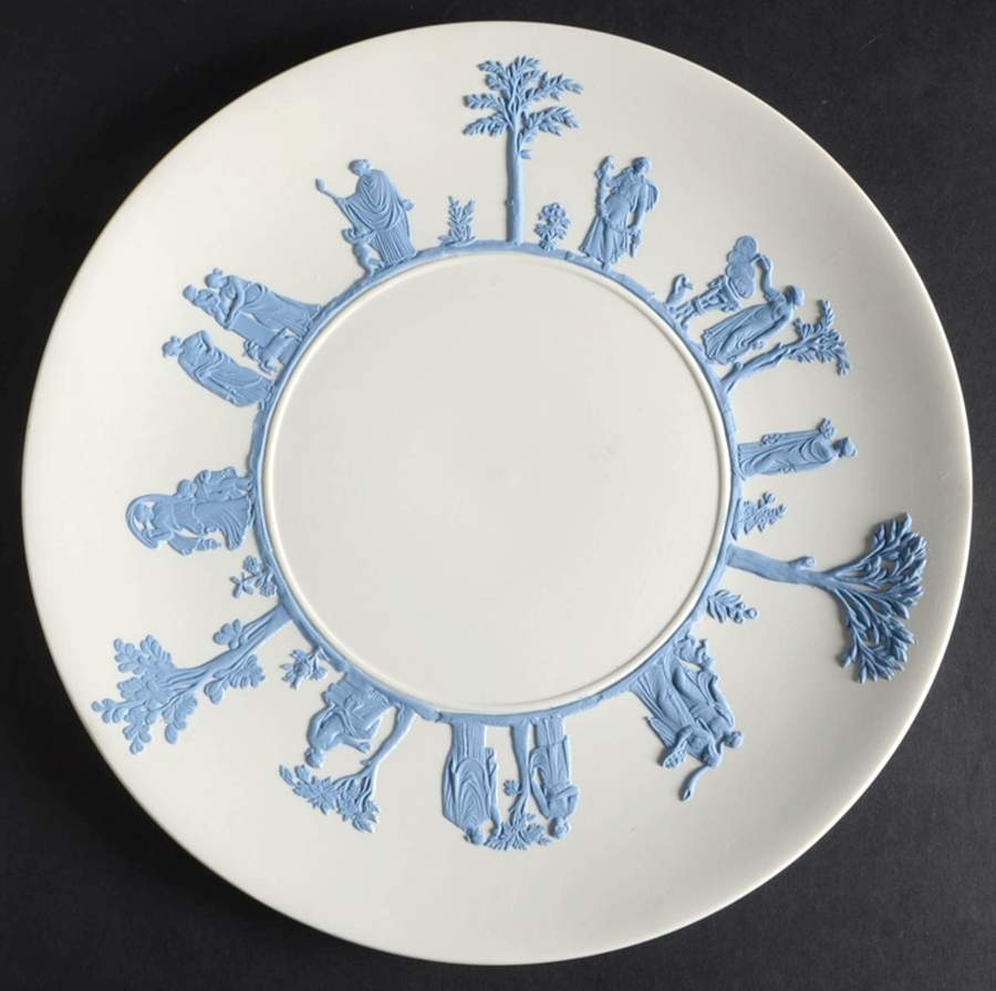 Lavender (Pale Blue) on Cream Color Jasperware Cake Plate by Wedgwood-1