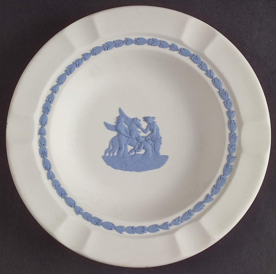 Lavender (Pale Blue) on Cream Color Jasperware Executive Ashtray by Wedgwood-1