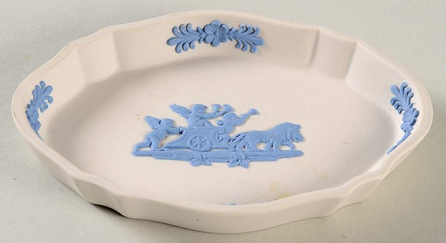 Lavender (Pale Blue) on Cream Color Jasperware Silver Tray by Wedgwood-1