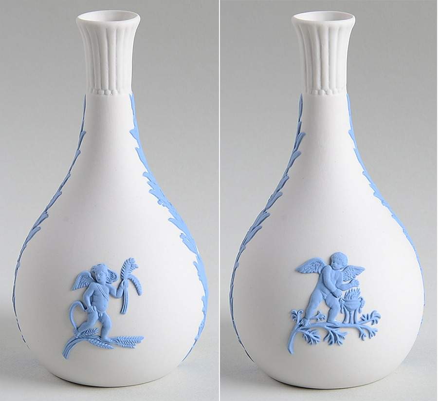 Lavender (Pale Blue) on Cream Color Jasperware Seasons Bud Vase by Wedgwood-1