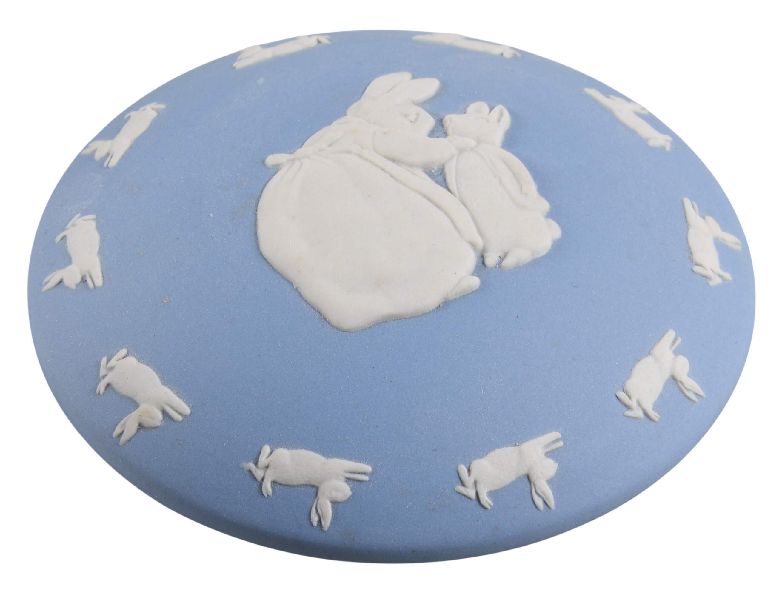 Peter Rabbit on Lavender Jasperware Lid for 3" Round Fluted Box by Wedgwood-1