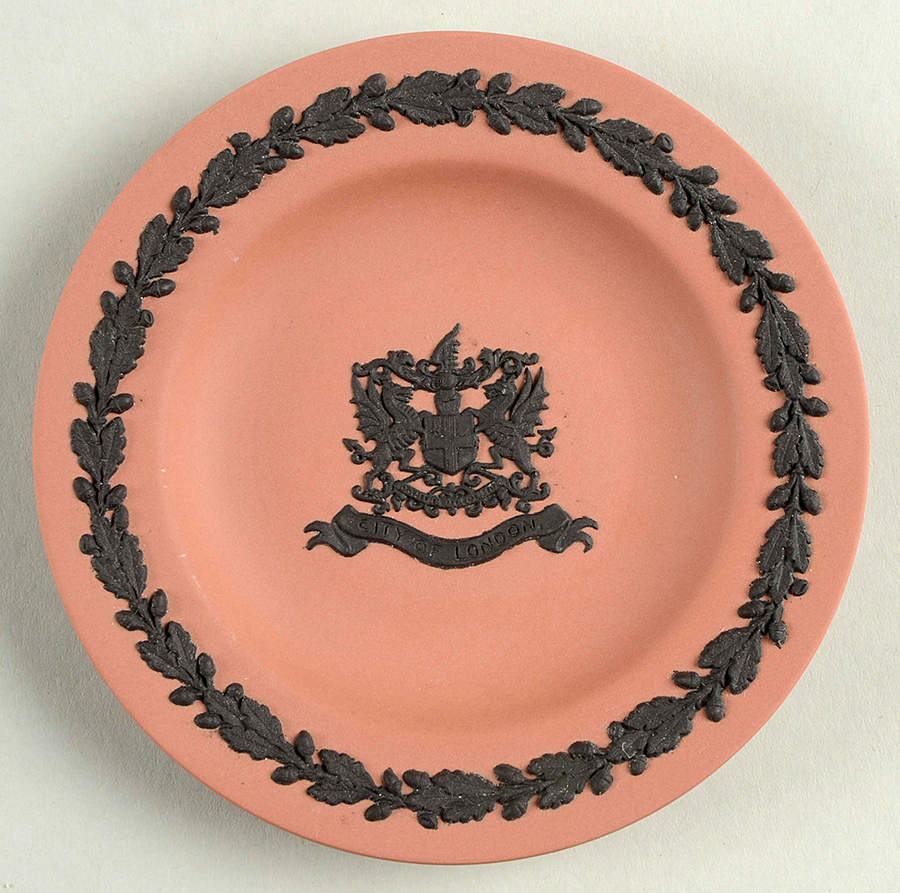 Black on Terra Cotta Jasperware Round Landmark Tray by Wedgwood-1