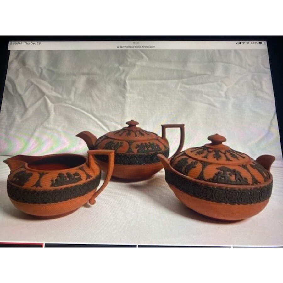 Black on Terra Cotta Jasperware Creamer by Wedgwood-1