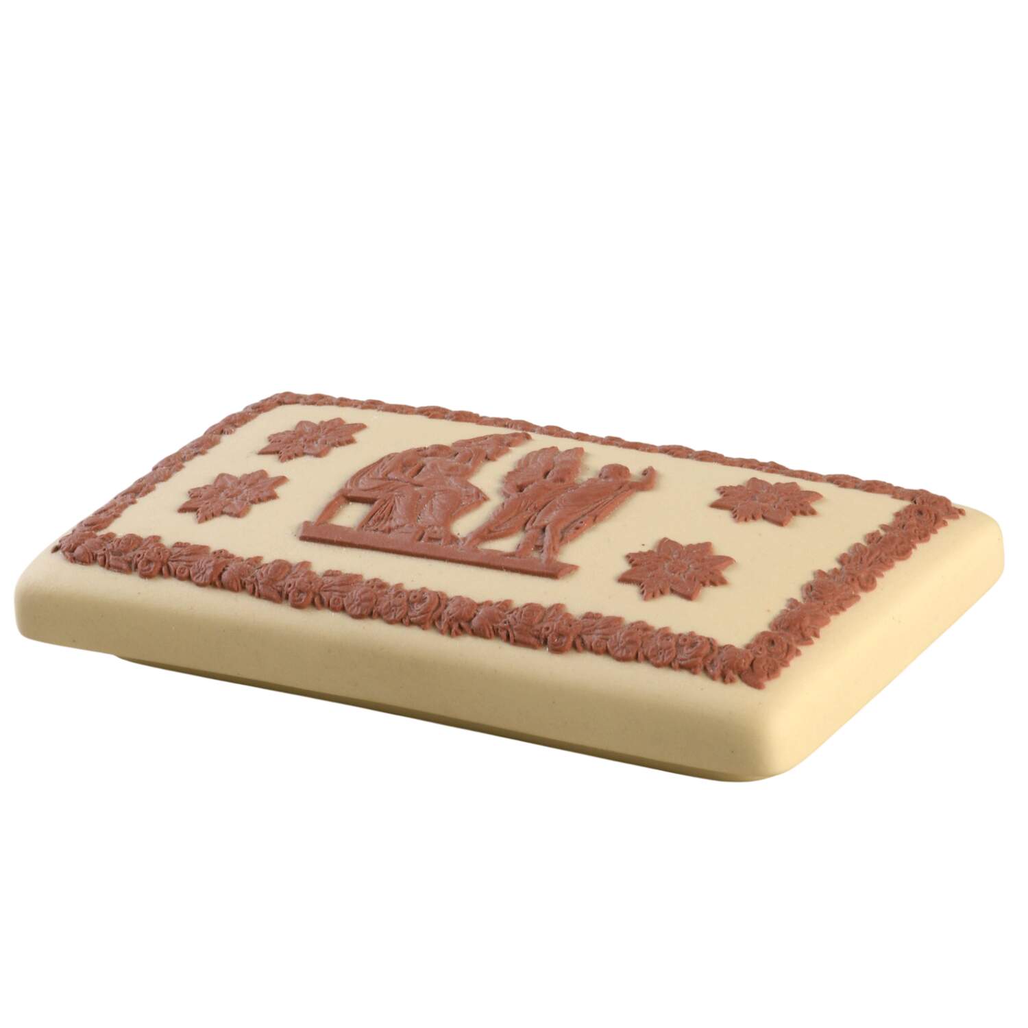 Terra Cotta on Primrose Jasperware Lid for 3" Rectangular Box by Wedgwood-1
