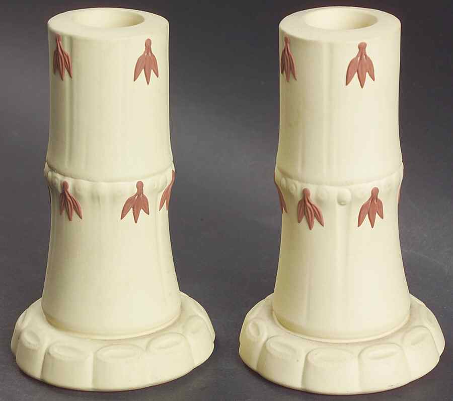 Terra Cotta on Primrose Jasperware Single Candlestick - Set of 2 by Wedgwood-1