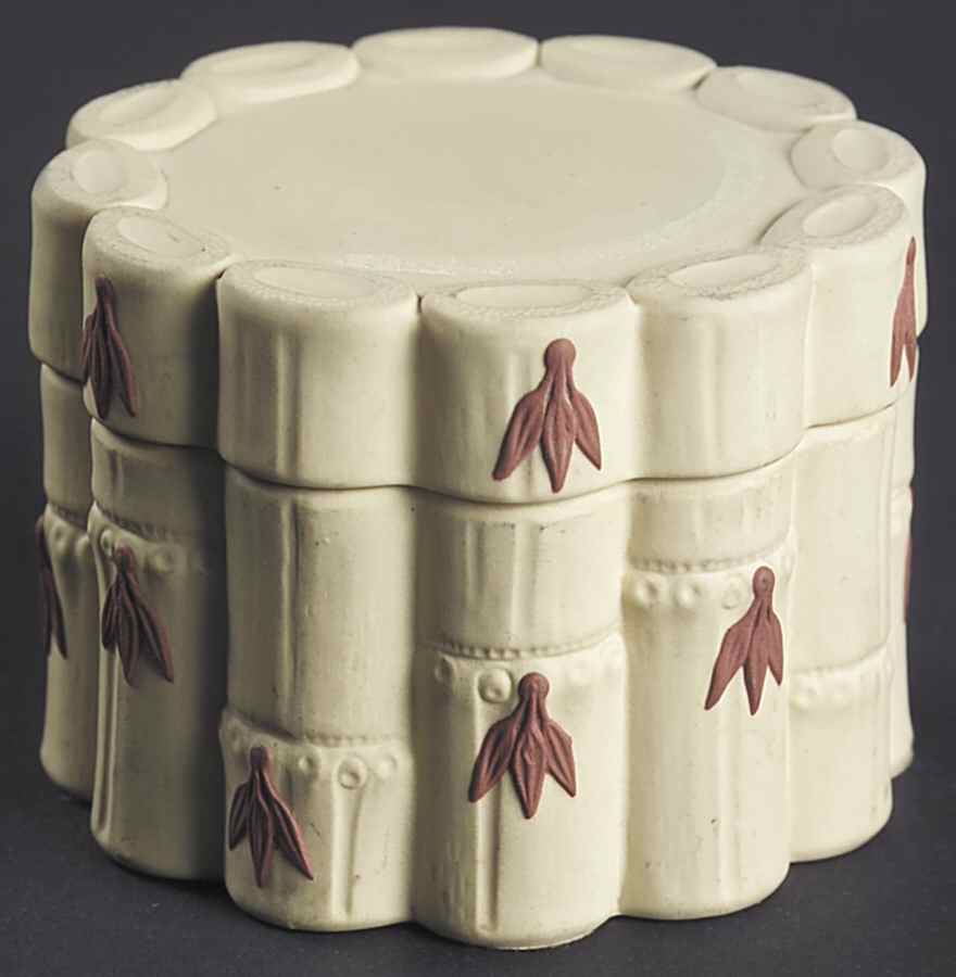 Terra Cotta on Primrose Jasperware Round Box & Lid by Wedgwood-1