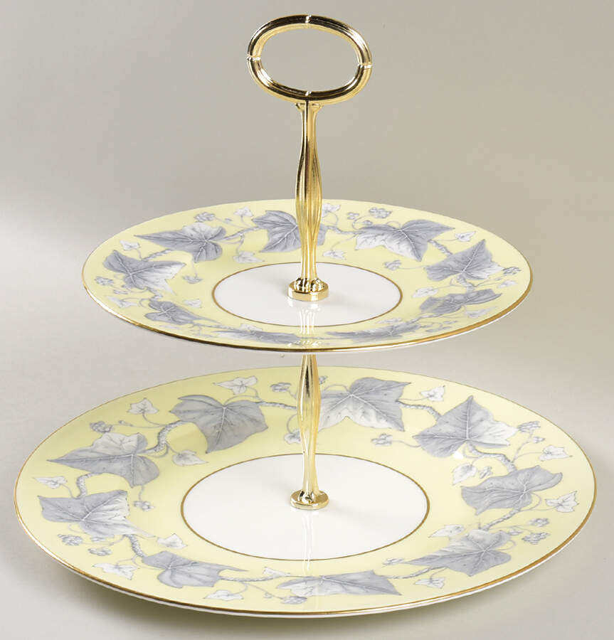 Josephine Yellow 6 5/8"-10"  2 Tiered Serving Tray (Dp, Sp) HC by Wedgwood-1