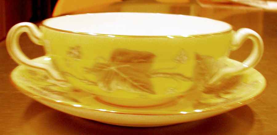 Josephine Yellow Flat Cream Soup Bowl & Saucer Set by Wedgwood-1