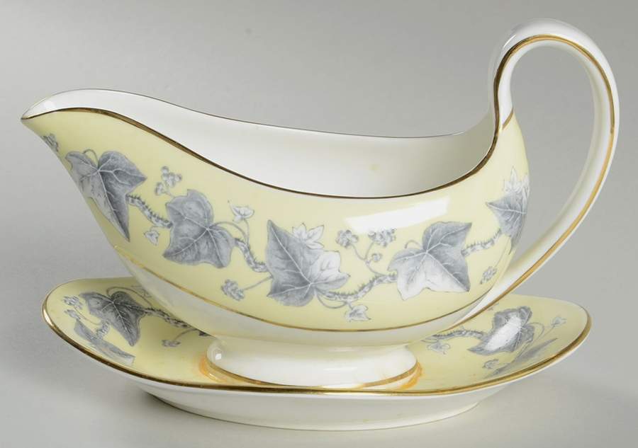 Josephine Yellow Gravy Boat with Attached Underplate by Wedgwood-1