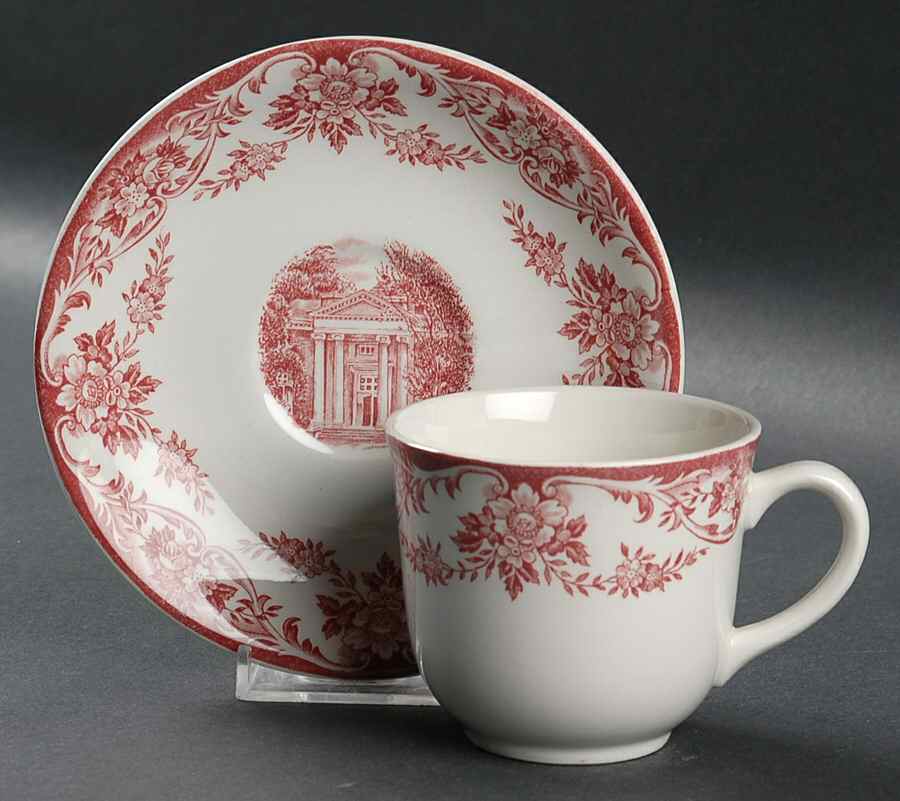 Judson College Pink Flat Cup & Saucer Set by Wedgwood-1
