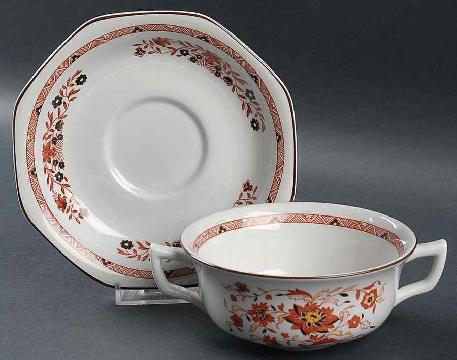 Kashmar Flat Cream Soup Bowl & Saucer Set by Wedgwood-1