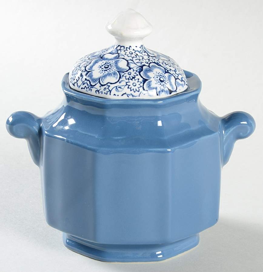 Kensington Chintz Blue Sugar Bowl & Lid by Wedgwood-1