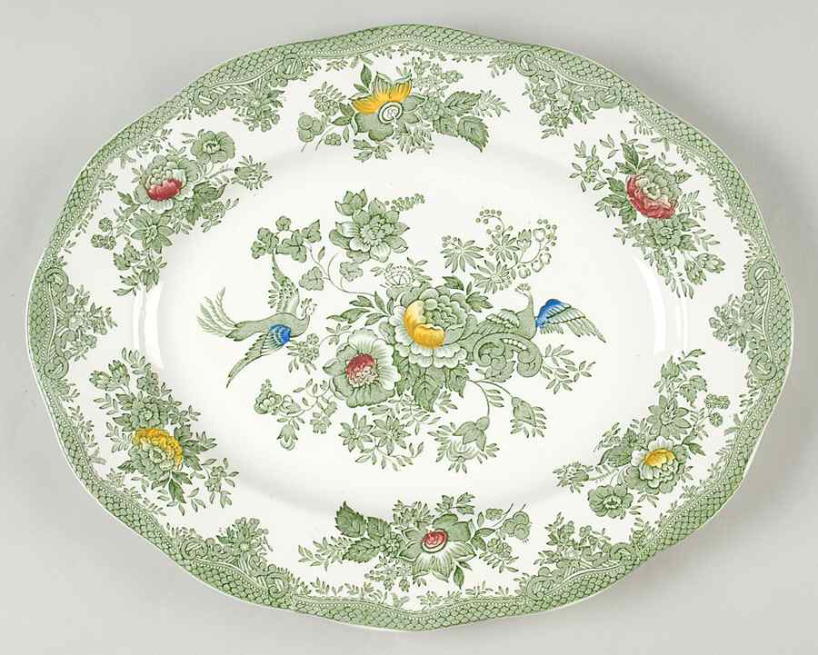 Kent Green Multicolor 12" Oval Serving Platter by Wedgwood-1