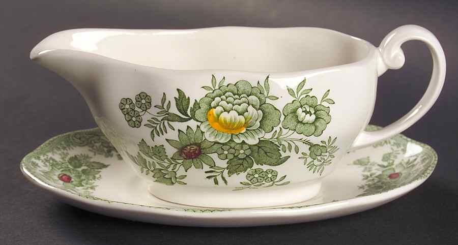 Kent Green Multicolor Gravy Boat & Underplate by Wedgwood-1